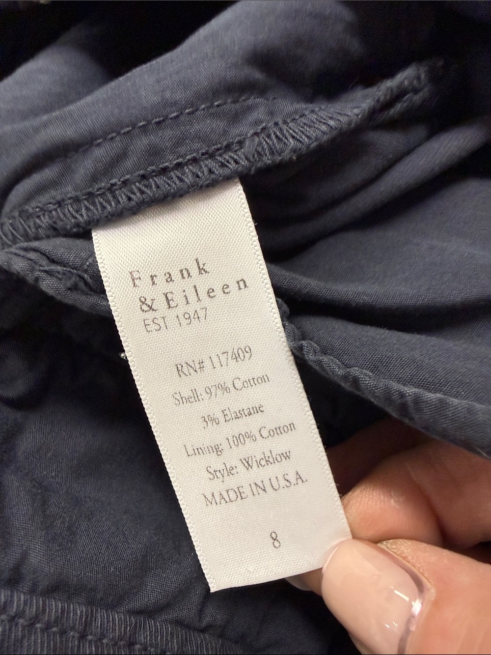 Frank & Eileen Wicklow Italian Chino Cotton Blend Trouser 8 in Charcoal Gray - Picture 11 of 13
